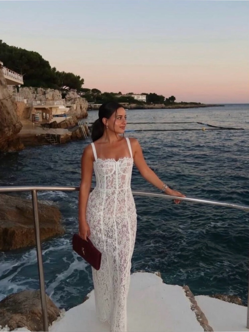 Helsa The Lace Column Dress White